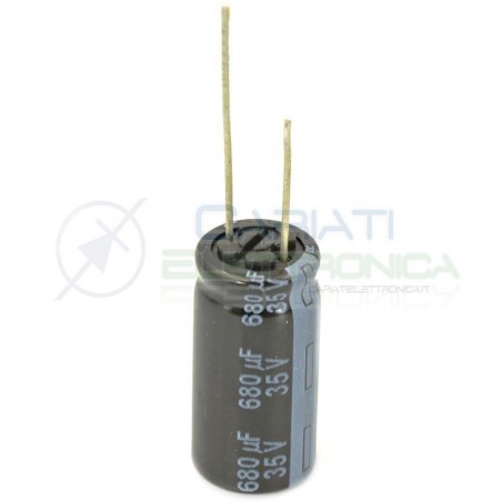 2 PEZZI Condensatore elettrolitico PANASONIC 680uF 680 uF 35V 105°C 10x20mm PASSO 5mm