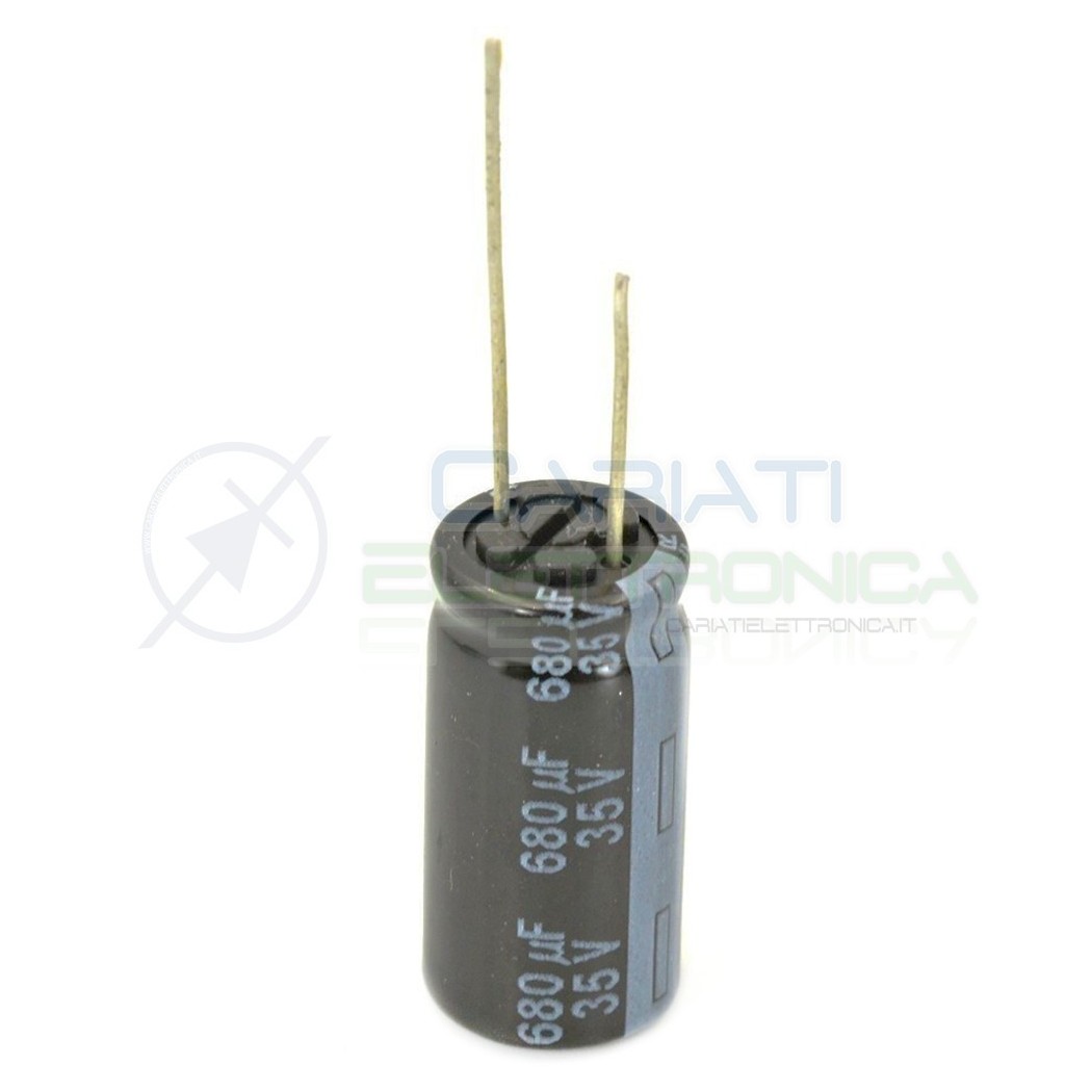 10 PEZZI Condensatore elettrolitico PANASONIC 680uF 680 uF 35V 105°C 10x20mm PASSO 5mm