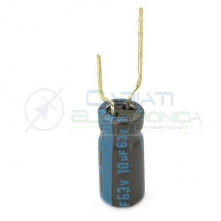 100 PEZZI Condensatore elettrolitico JAMICON 10uF 10 uF 63V 105°C 5x11mm PASSO 5mm