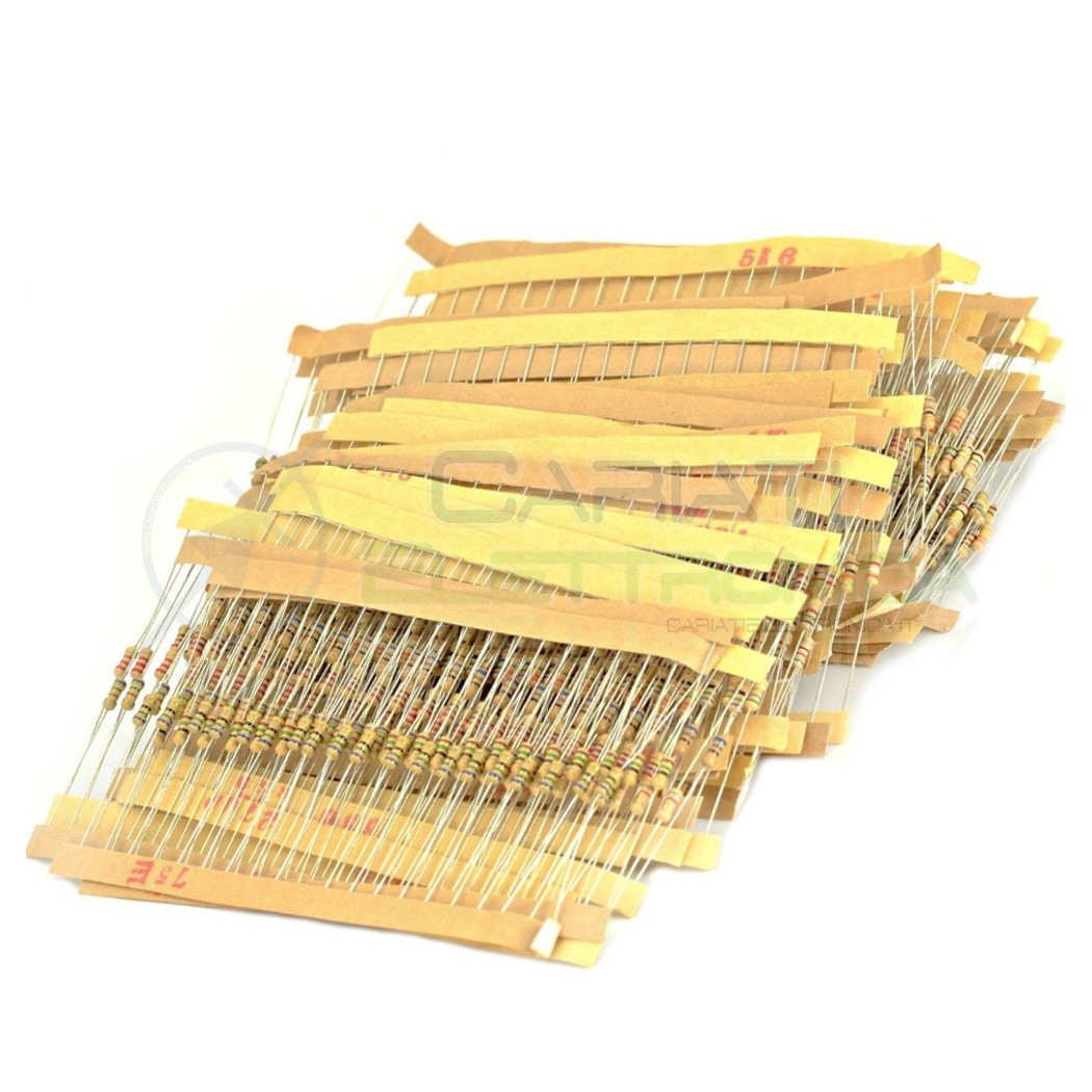 KIT da 1500 PEZZI di resistenze strato carbone 5% 20 pezzi per 75 valori 1/4W 0.25W Generico