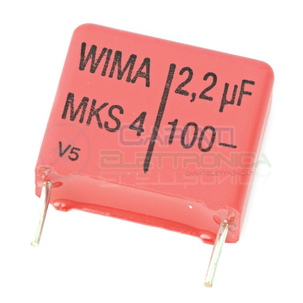 Condensatore in poliestere WIMA 2,2uF 100V Passo 15mm 20% MKS4 Wima