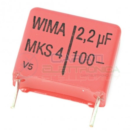 Condensatore in poliestere WIMA 2,2uF 100V Passo 15mm 20% MKS4 Wima