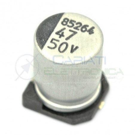 10 PEZZI Condensatore elettrolitico in SMD 47uF 50V 6x8mm 85°C SAMWHA 47 uF