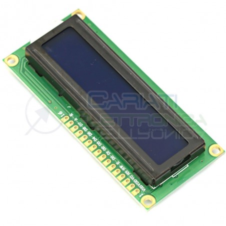 Display Lcd Character Lcm BLU 16x2 1602 Caratteri Retroilluminato Comp. HD44780Generico