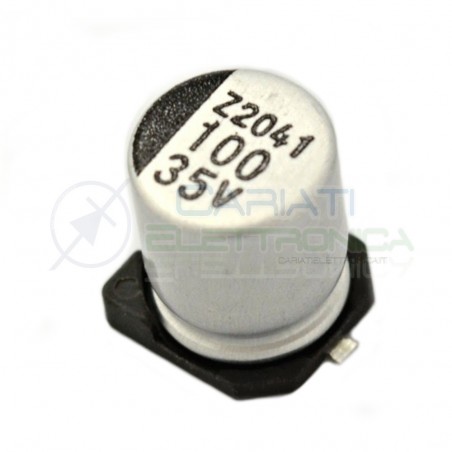 10 PEZZI Condensatore elettrolitico in SMD 100uF 35V 6x8mm 85°C SAMWHA 100 uF