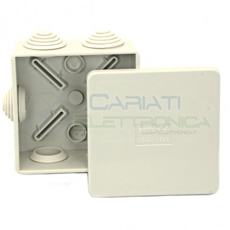 SCATOLA CASSETTA DI DERIVAZIONE 80x80x40mm CON 6 FORI PASSACAVI IP44 FAEG