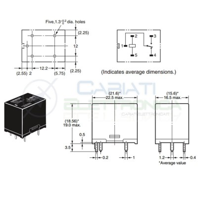 Relè OMRON singolo 1 scambio G5LE-1-VD SPDT bobina 12Vdc 250Vac 10A Omron