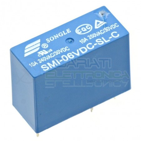 Relay Relè 6V Dc 10A 1 Scambio SMI-06VDC-SL-C Songle SPDT Circuito Stampato PcbSongle