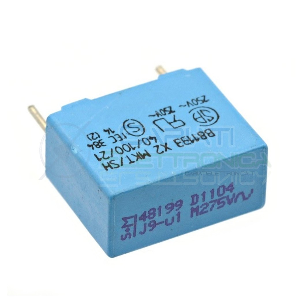Condensatore in Poliestere Siemens MKT 100nF 0.1uF 275V B81133 x2