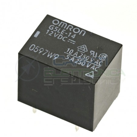 Relè OMRON singolo 1 scambio G5LE-14 SPDT bobina 12Vdc 250Vac 10A Omron