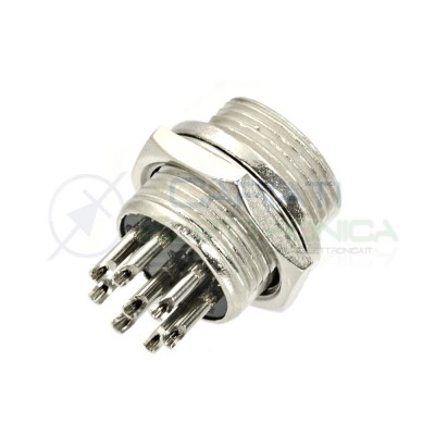 Plug microphone 8 pole pins male adapter connector socket mounting panelGenerico