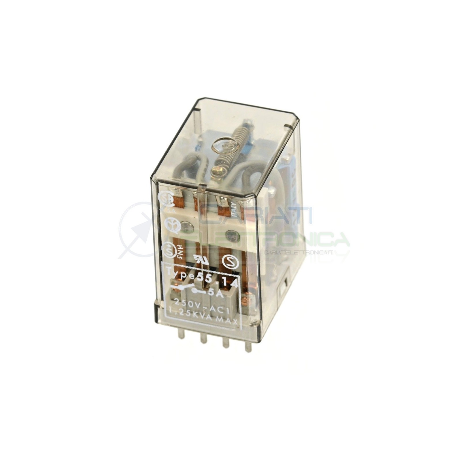 Relè industriale Finder 55.14 4PDT bobina 12V dc 14 Pin 250V 5A montaggio PCB Finder