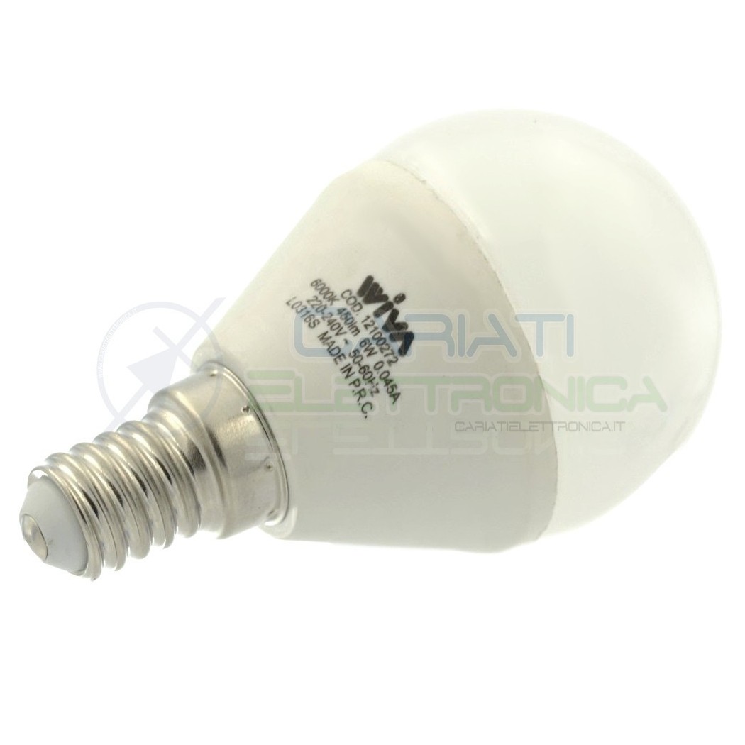 Lampada Lampadina LED LUCE FREDDA E14 450LM 230V 6W bianco freddo 6000K