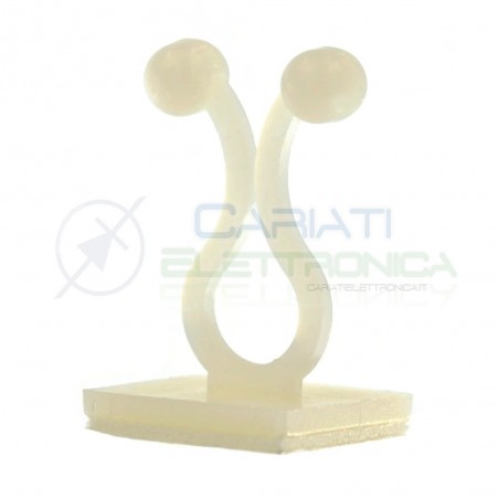 5 PEZZI FERMACAVO PER FISSAGGIO CAVO ADESIVO NYLON 66 DIAMETRO MAX 7.9mm