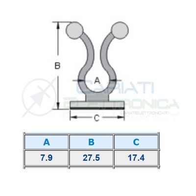 5 PEZZI FERMACAVO PER FISSAGGIO CAVO ADESIVO NYLON 66 DIAMETRO MAX 7.9mm