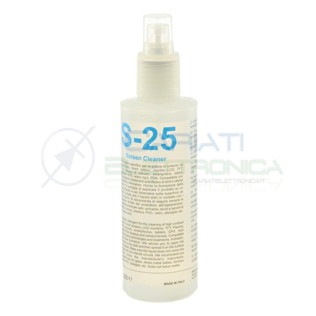 SPRAY SCREEN CLEANER DETERGENTE PULISCI SCHERMI 200 ML S-25 S25 DUE-CI Due-Ci