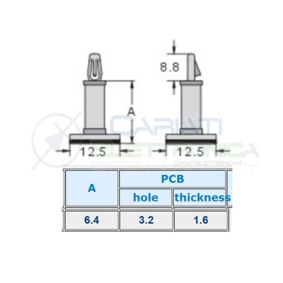 4 pcs Self Adhesive pcb support 6,4mmKss