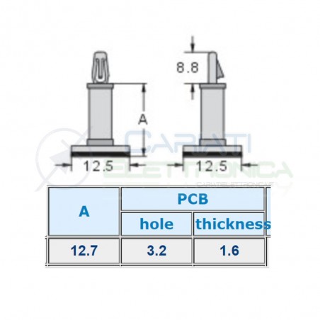 4 PEZZI Distanziale supporto adesivo per circuiti stampati pcb 12,7mm Kss
