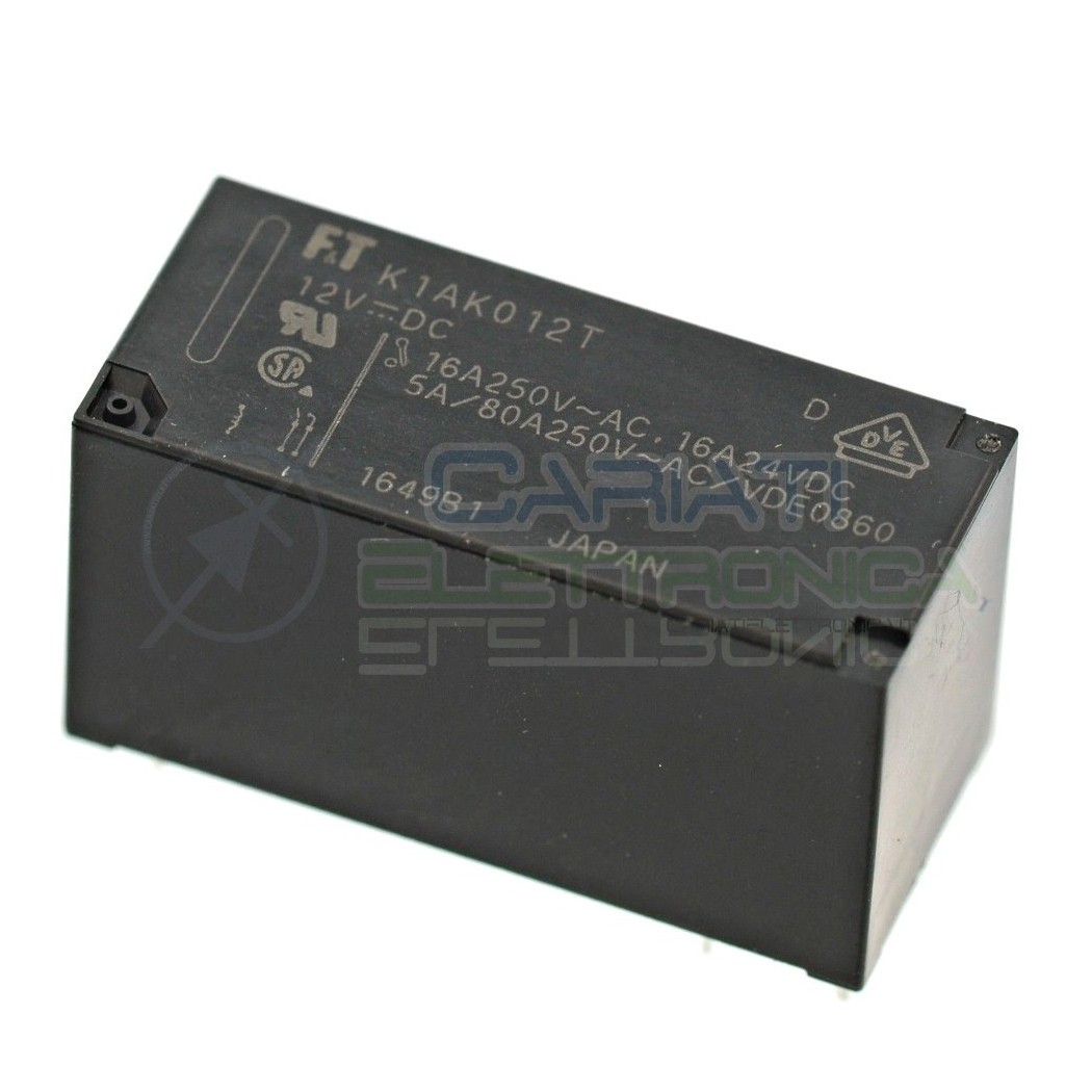 Relè singolo scambio Fujitsu FTR-K1AK012T bobina 12V SPST CONTATTI 16A 250Vac 24VdcFujitsu