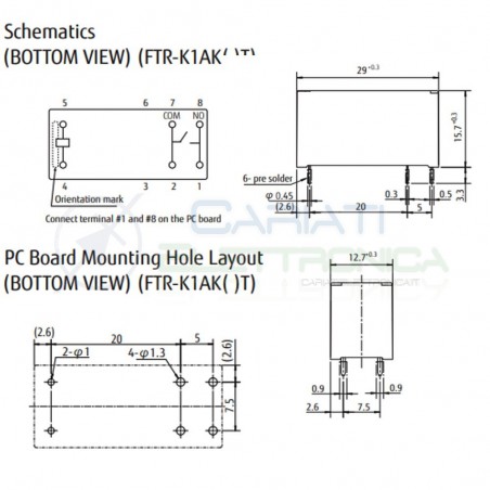 Relè singolo scambio Fujitsu FTR-K1AK012T bobina 12V SPST CONTATTI 16A 250Vac 24VdcFujitsu