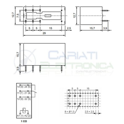 Relè singolo scambio RELPOL RM85-3011-35-1012 bobina 12V SPST 16A 250Vac 24VdcRelpol