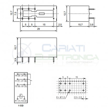 Relè singolo scambio RELPOL RM85-3011-35-1012 bobina 12V SPST 16A 250Vac 24VdcRelpol