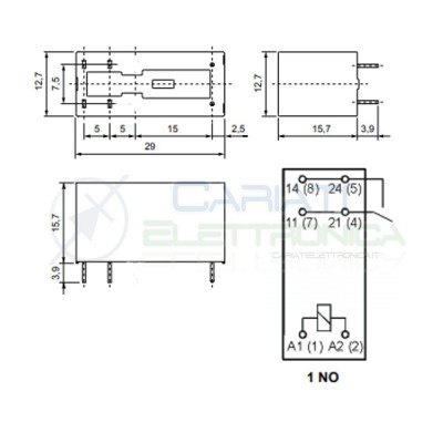 Relè singolo scambio RELPOL RM85-3021-35-1012 bobina 12V SPST 16A 250Vac 24Vdc Relpol