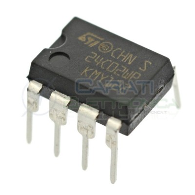 2 PEZZI Memoria ST M24C02 EEPROM seriale 24C02 256 byte 256x8 bit I2C DIP8ST MICROELECTRONICS