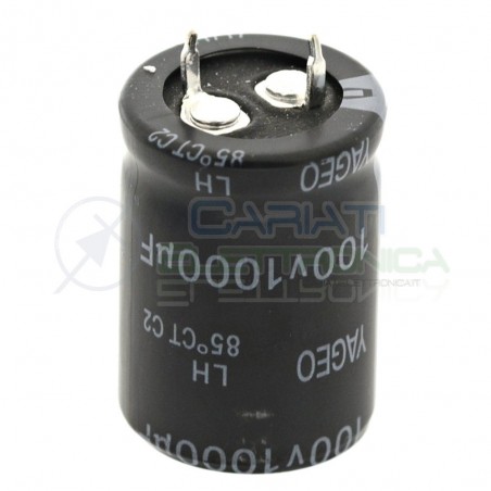 Condensatore elettrolitico YAGEO SNAP IN 1000uF 100V 85°C 30X22mm Yageo