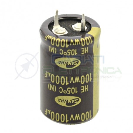 Condensatore elettrolitico SNAP IN 1000uF 100V 105° 35X22mm Samwha