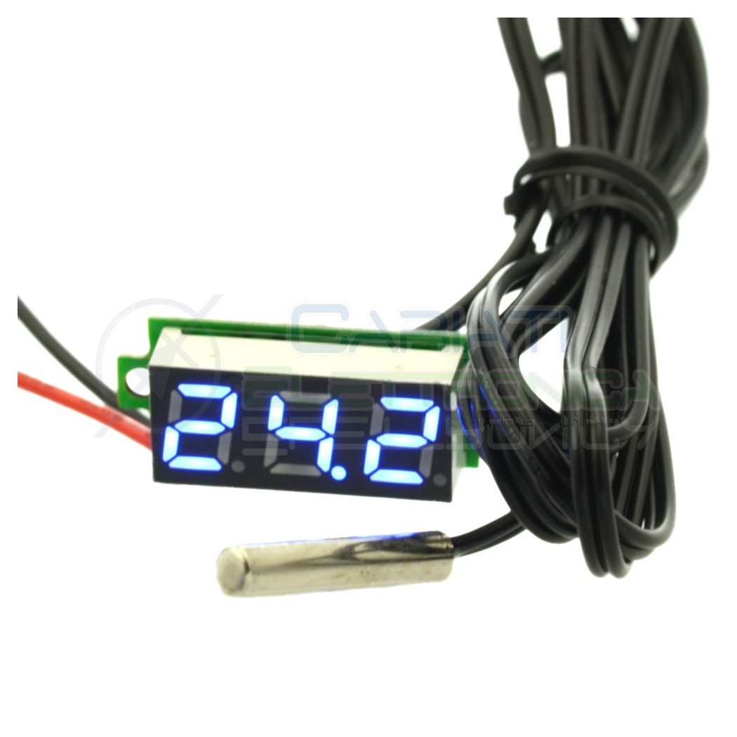 MINI TERMOMETRO DIGITALE da PANNELLO LED BLU 0-100°C NTC 12V 24V DCGenerico