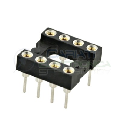 5 pezzi Zoccolo tornito Dip 8 pin Tht passo 2,54mm adattatore per circuito integrato Ic Dil Assmann