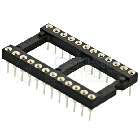 2 PEZZI Zoccolo adattatore tornito per circuito inegrato IC DIL DIP 24 pin THT passo 2,54mm
