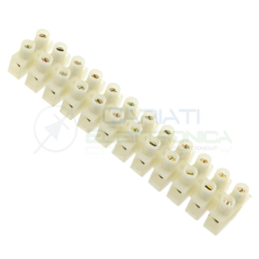 MORSETTIERA BIANCA MORSETTI MAMMUT 12 POLI 2,5 mm² in POLIPROPILENE 380V