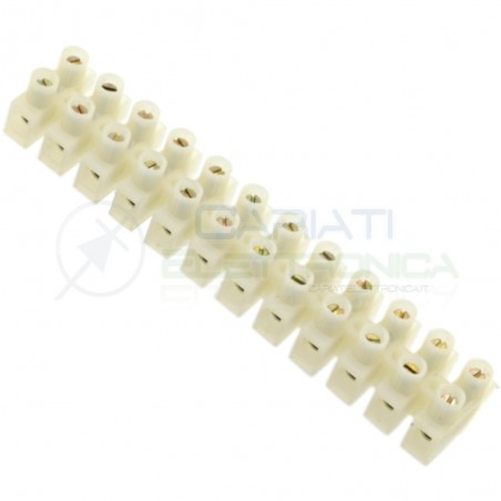 MORSETTIERA BIANCA MORSETTI MAMMUT 12 POLI 2,5 mm² in POLIPROPILENE 380V