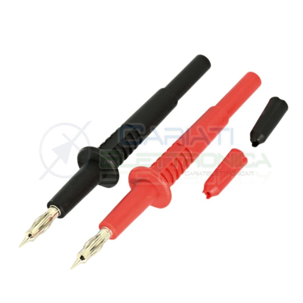 Coppia Puntali Rosso Nero per Tester CAT II 1000V Multimetro Innesto Banana 4mm Elcart