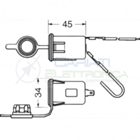 PRESA PER SPINA ACCENDISIGARI DA AUTO MOTO 12V DC PRESA DA PANNELLO
