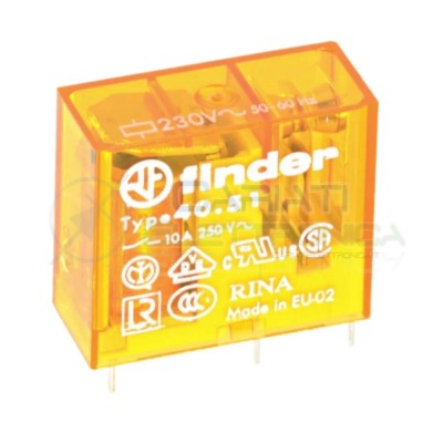 Relè FINDER 40.51.8.230.0000 con bobina da 230Vac 10A 30Vdc 10A 250Vac SPDT