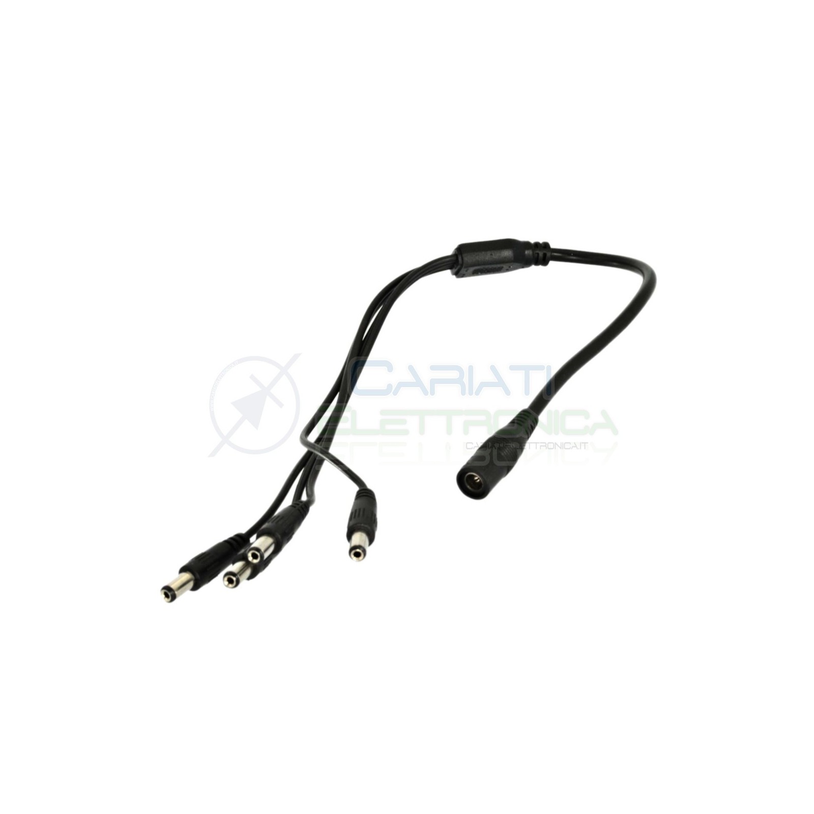 Cavo splitter dc 4 vie sdoppiatore alimentazione 4 maschi + 1 femmina CCTV 5,5 x 2,1mmElcart