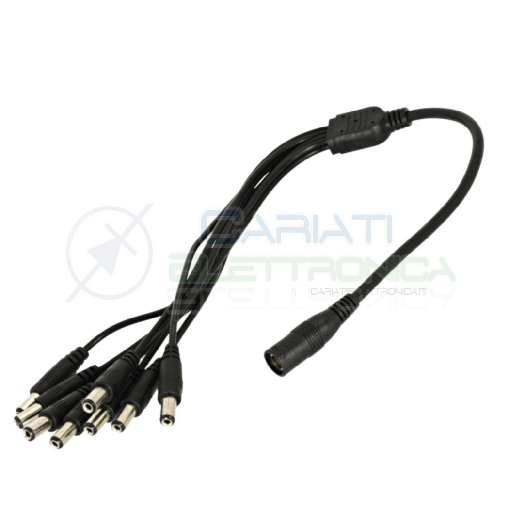 Cavo splitter sdoppiatore alimentazione 8 maschi 1 femmina CCTV 5,5 x 2,1mm