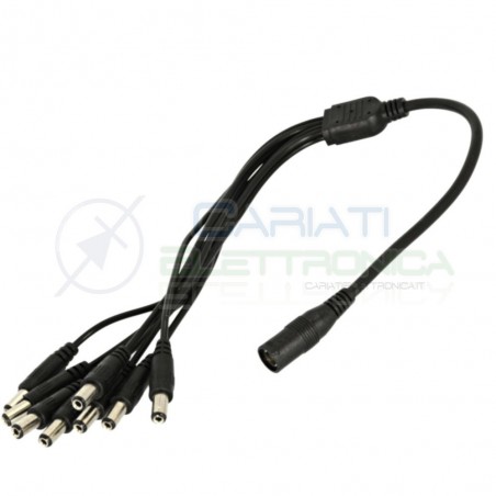 Cavo splitter sdoppiatore alimentazione 8 maschi 1 femmina CCTV 5,5 x 2,1mm