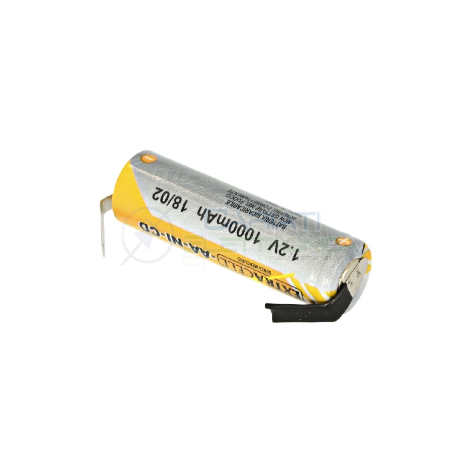 Batteria 1,2V AA Stilo 1000mAh Ricaricabile NiCd 1,2 Volt con terminali a saldare Extracell