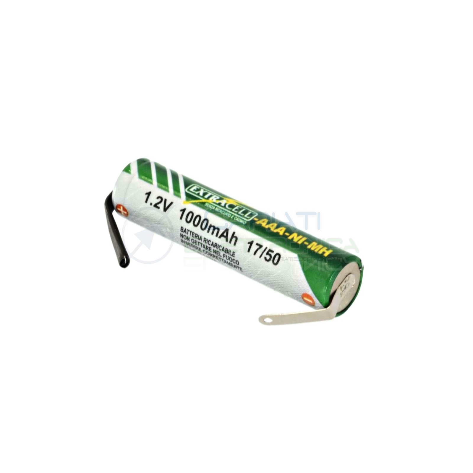 BATTERIA RICARICABILE AAA-NI-MH 1,2V 1000mAh AAA MINISTILO con terminali a saldareExtracell