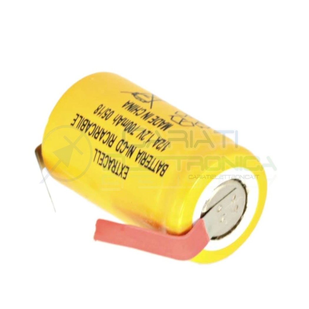 Batteria Ricaricabile Ni-Cd 1,2V 700Mah 1/2A 2/3Af Con Terminali A SaldareExtracell
