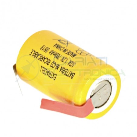 Batteria Ricaricabile Ni-Cd 1,2V 700Mah 1/2A 2/3Af Con Terminali A SaldareExtracell