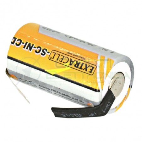 BATTERIA RICARICABILE NI-CD 1,2V 2000mAh SC con terminali a saldare Extracell