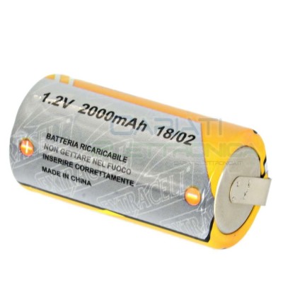BATTERIA RICARICABILE NI-CD 1,2V 2000mAh SC con terminali a saldare Extracell