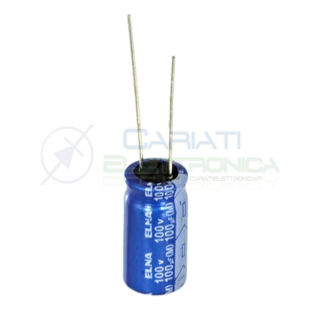 5 PEZZI Condensatore elettrolitico ELNA 100uF 100V 85°C 10X20mm Elna