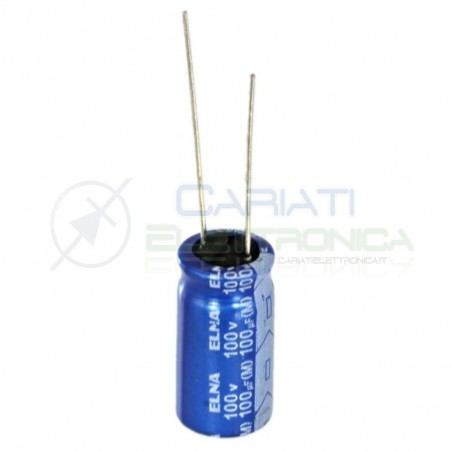 5 PEZZI Condensatore elettrolitico ELNA 100uF 100V 85°C 10X20mm Elna