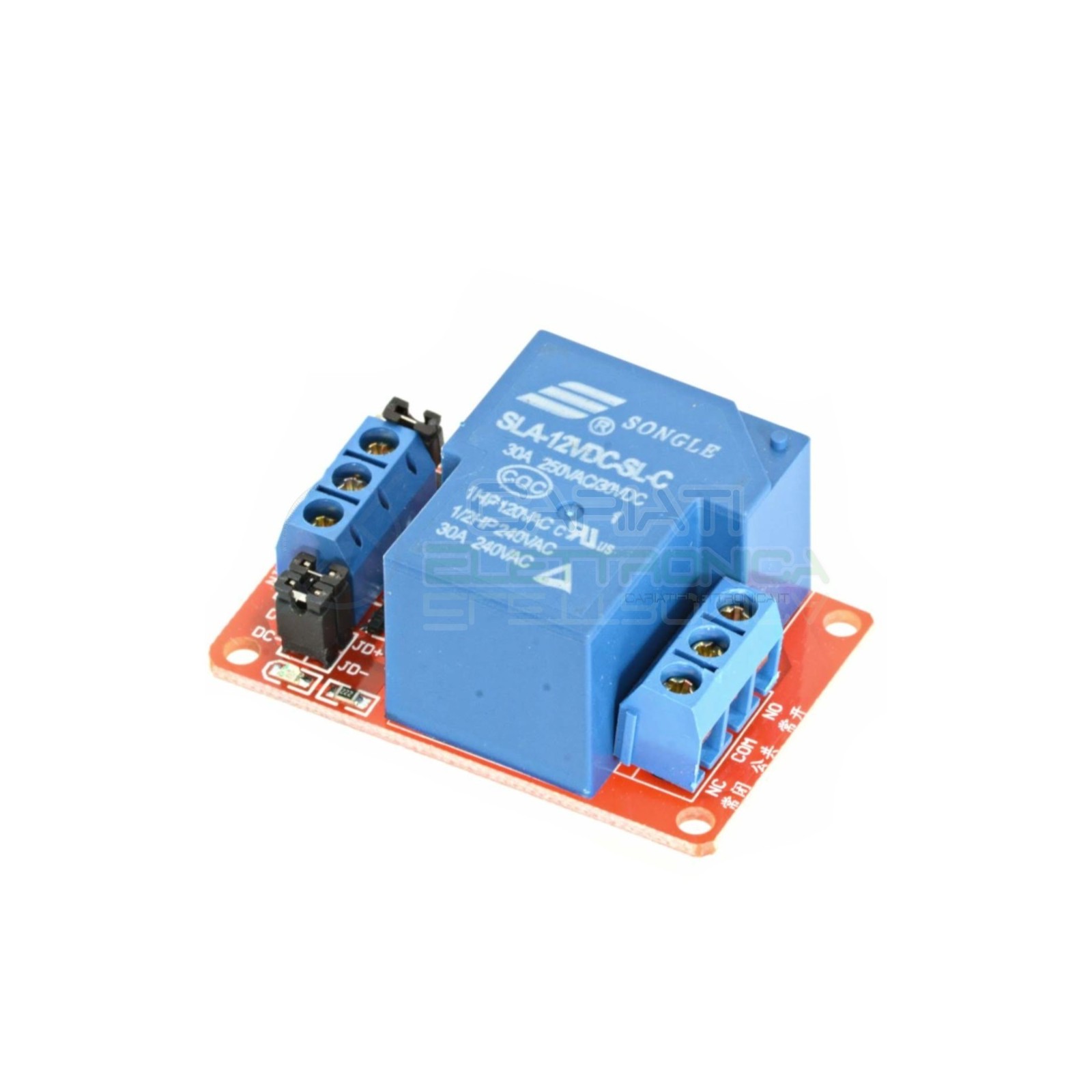 Scheda modulo 12V 1 relè canale 240Vac 30A SLA-12VDC-SL-C